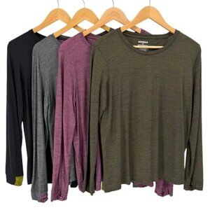 Lot of 4 Bombas Womens Large Merino Wool Tencel Long Sleeve Shirts Thumbholes